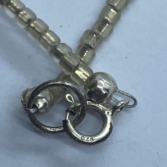 Elegant Crystal Beaded 18" Fringe Necklace w/ Sterling Silver Clasp - Picture 4 of 4